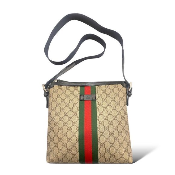 GUCCI GG Supreme Monogram Web Messenger Bag Black - Picture 1 of 16
